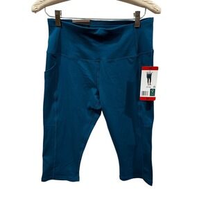 32 Degrees Cool Women Cropped Legging Blue Teal High Rise Side Pockets M 1766989